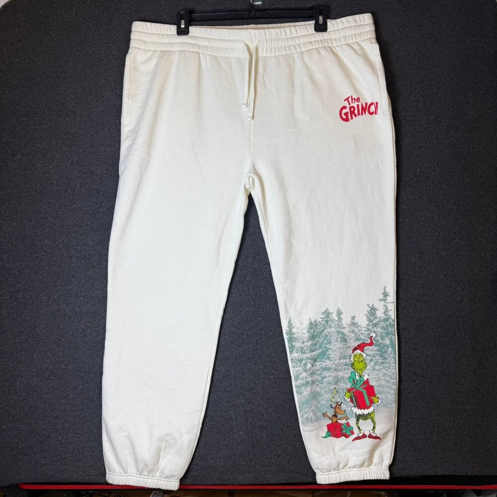 The Grinch Who Stole Christmas Graphic Sweatpants Cream Adult XXL VIRAL NWOT